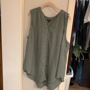 HARPER - SAGE GREEN GAUZE BUTTON FRONT TUNIC TANK